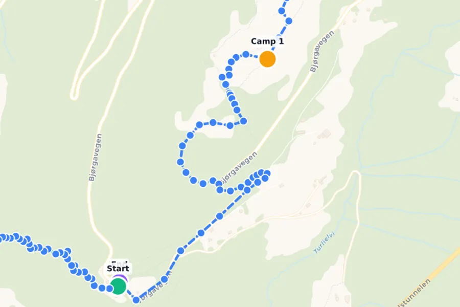 Light Hike from Camp at Høgåsen to Stegastein