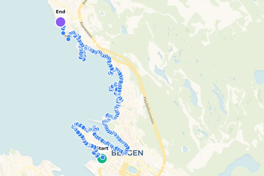Bergen seafront. A 10+ km long walk